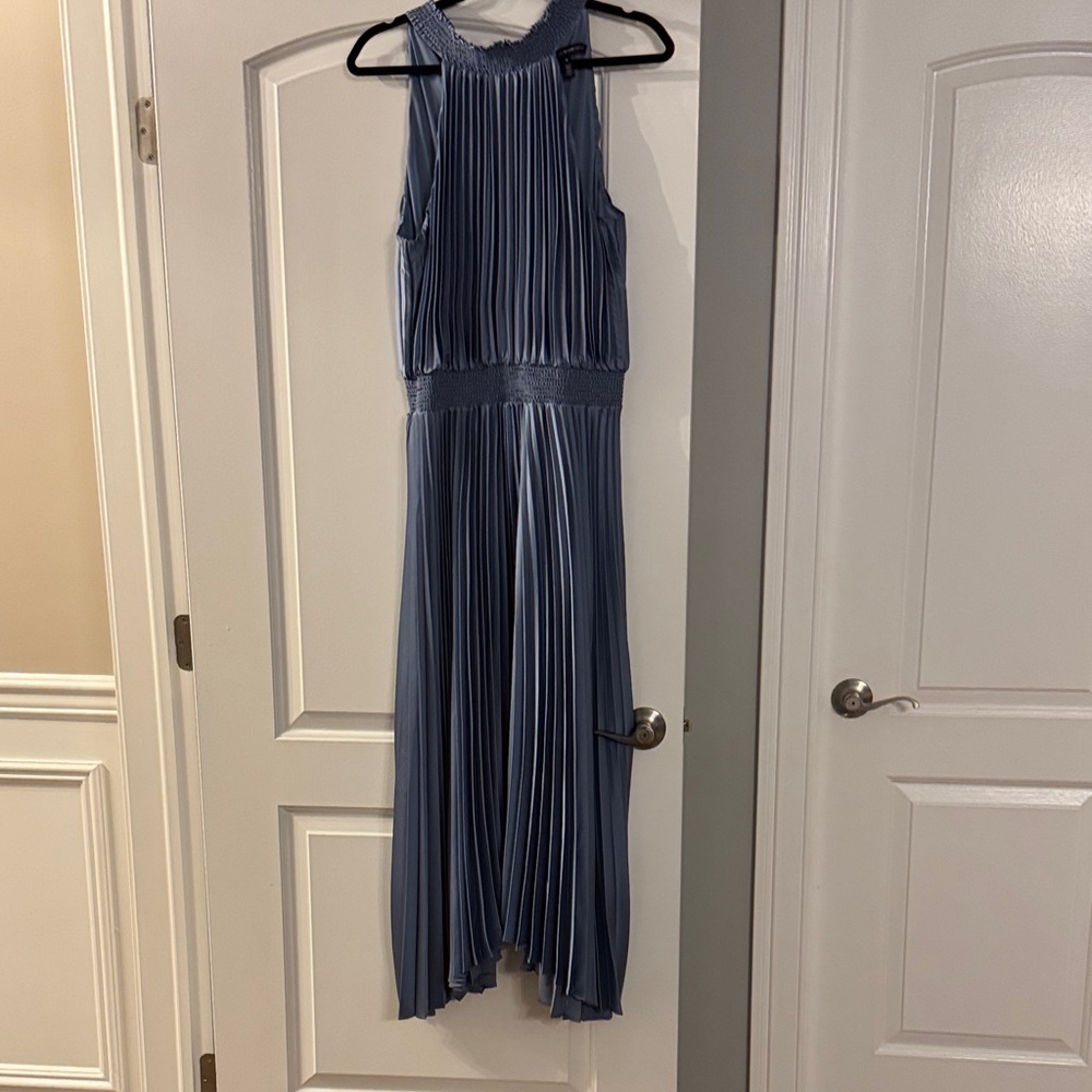 White House Black Market Navy Pleated Maxi Dress